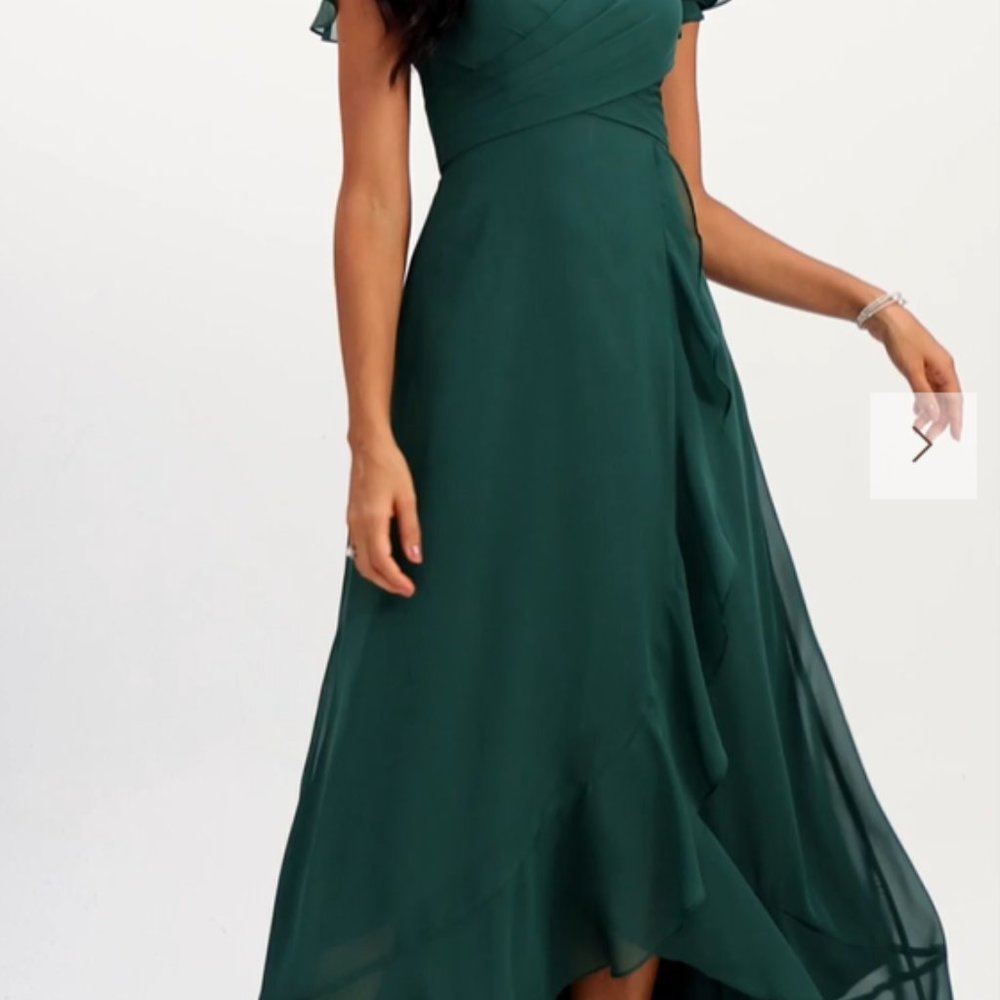 A-line V-Neck Asymmetrical Bridesmaid Dress With Ruffle